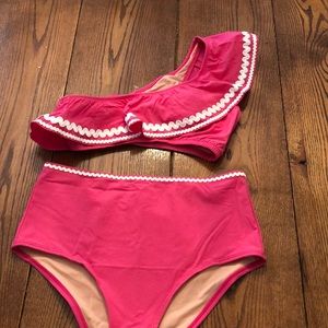 J CREW pink scalloped bikini